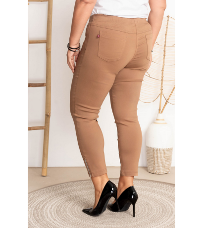 Elastic trousers with raised waist BENGALINY 04 Dark camel