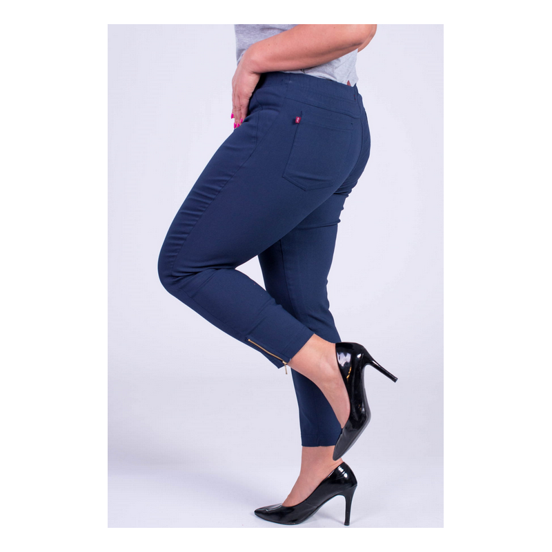 Elastic trousers with raised waist BENGALINY 04 Navy blue