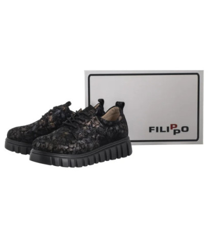 Filippo Czarne Kwiaty DP6846/25 BK FL (FO177-a) shoes