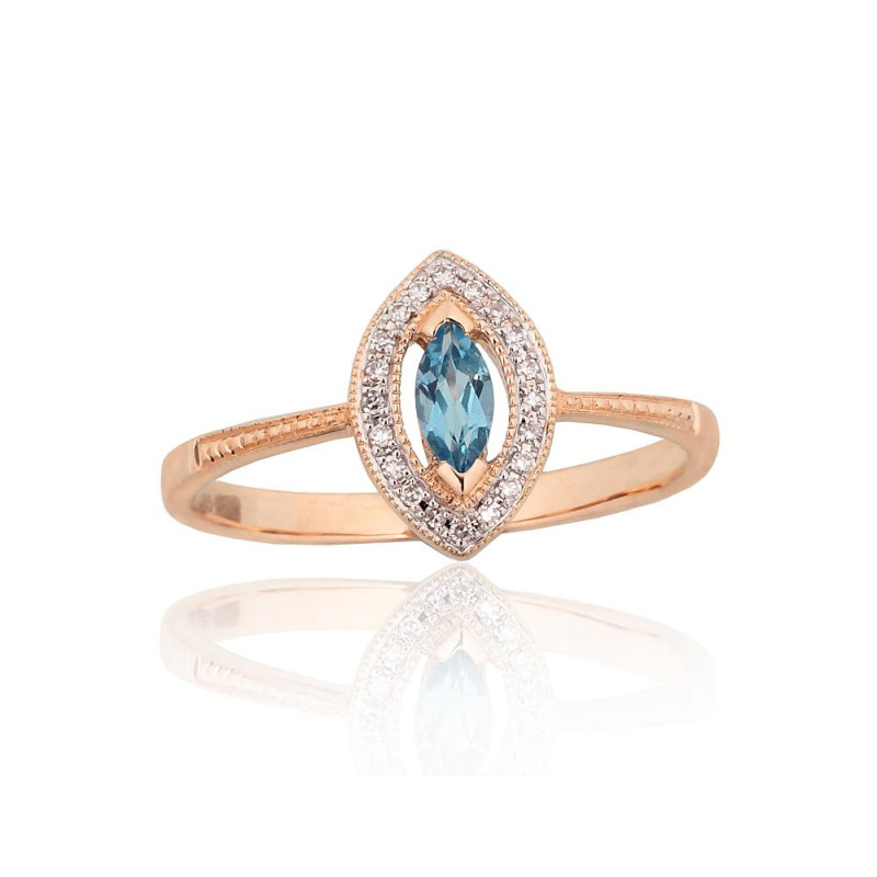 Gold ring 1101172(Au-R+PRh-W)_DI+TZB, Red Gold 585°, Rhodium (Plating) , Diamonds , Blue Topaz