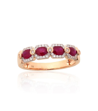 Gold ring 1101220(Au-R+PRh-W)_DI+RB, Red Gold 585°, Rhodium (Plating) , Diamonds , Ruby