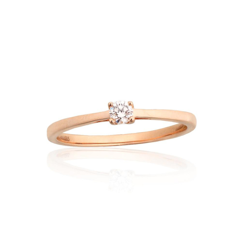 Gold ring 1101222(Au-R)_DI, Red Gold 585°, Diamonds