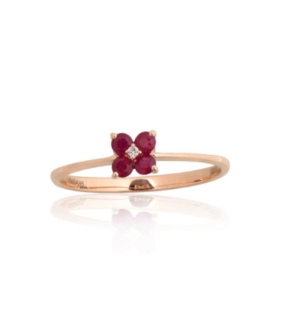 Gold ring 1101225(Au-R)_DI+RB, Red Gold 585°, Diamonds , Ruby