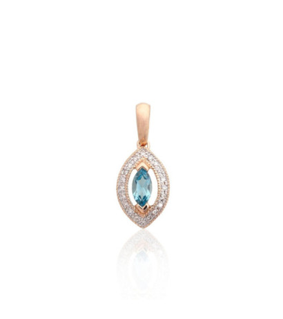 Gold pendant 1301074(Au-R+PRh-W)_DI+TZB, Red Gold 585°, Rhodium (Plating) , Diamonds , Blue Topaz