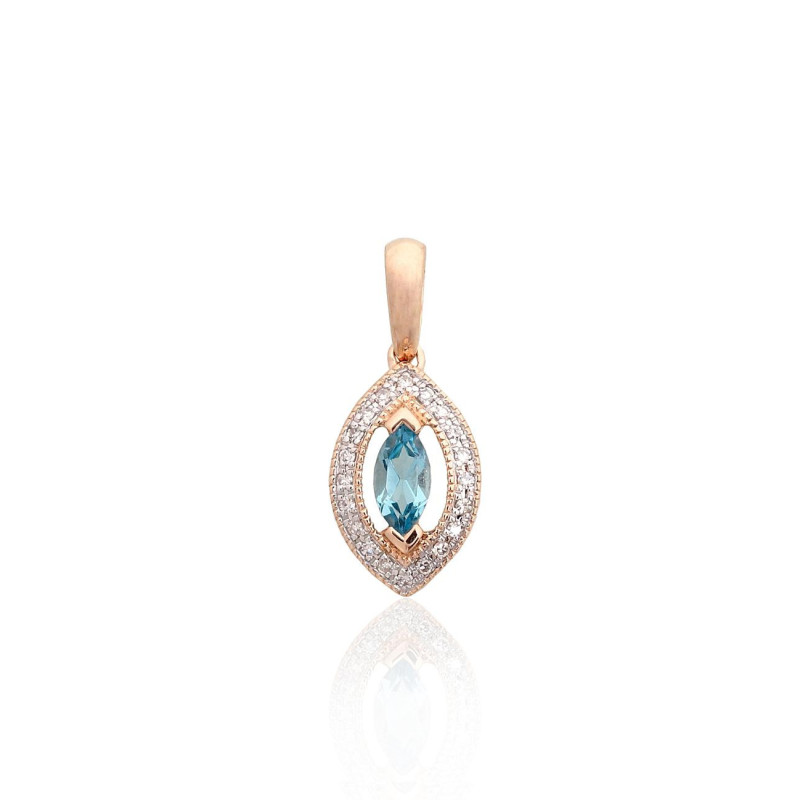 Gold pendant 1301074(Au-R+PRh-W)_DI+TZB, Red Gold 585°, Rhodium (Plating) , Diamonds , Blue Topaz