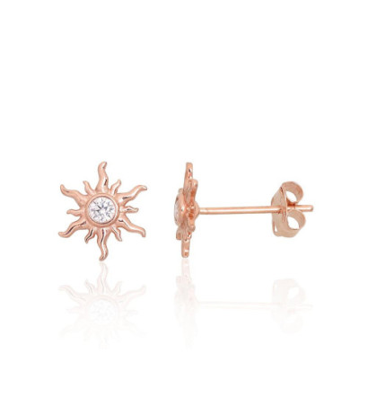 Gold classic studs earrings 1201696(Au-R)_CZ, Red Gold 585°, Zirkons