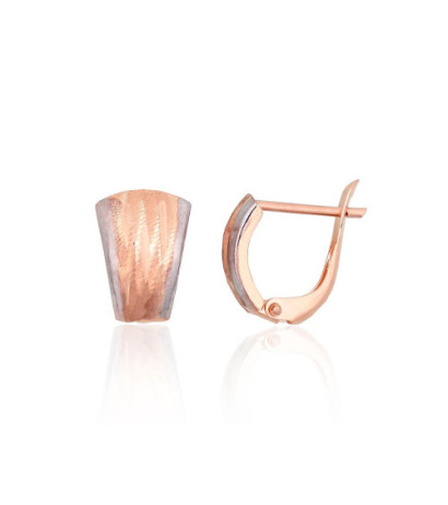 Gold earrings with 'english' lock 1201723(Au-R+PRh-W), Red Gold 585°, Rhodium (Plating)