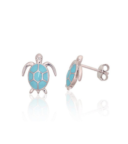 Silver stud earrings 2204156(PRh-Gr)_ML-LB, Silver 925°, Rhodium (Plating), Jewelery enamel