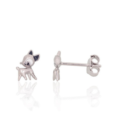 Silver stud earrings 2204157(PRh-Gr)_ML-W+ML-BK, Silver 925°, Rhodium (Plating), Jewelery enamel