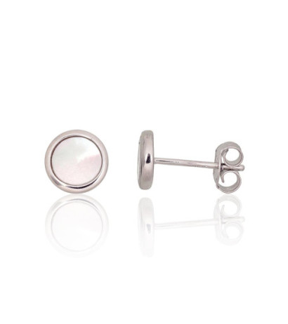 Silver stud earrings 2204160(PRh-Gr)_PL, Silver 925°, Rhodium (Plating), Mother-of-pearl