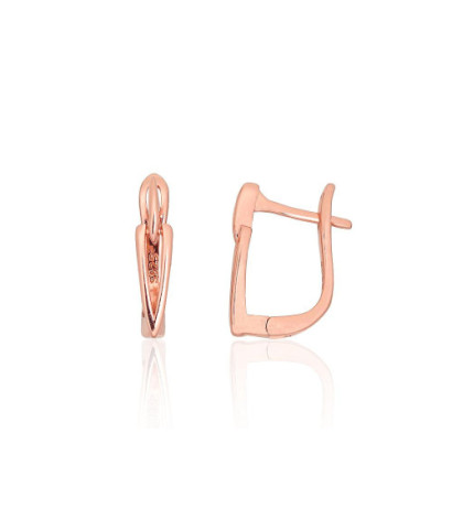 Silver earrings with 'english' lock 2204165(PAu-R), Silver 925°, red gold (Plating)