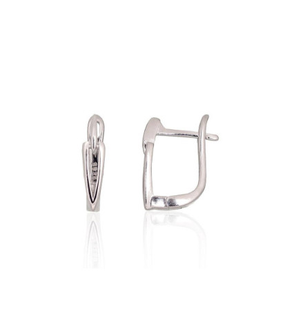 Silver earrings with 'english' lock 2204165(PRh-Gr), Silver 925°, Rhodium (Plating)
