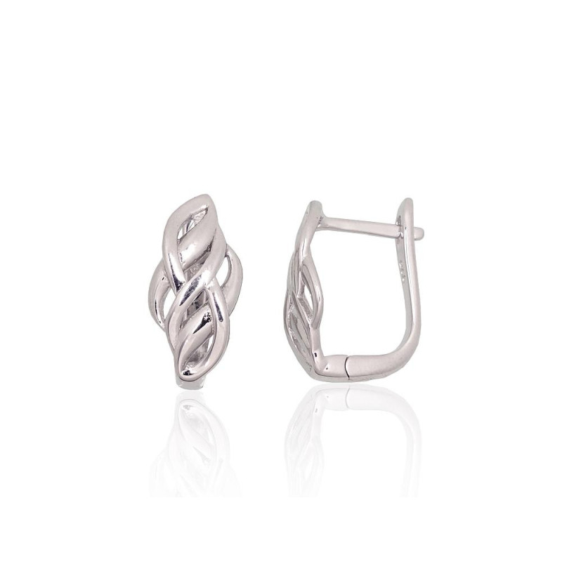 Silver earrings with 'english' lock 2204167(PRh-Gr), Silver 925°, Rhodium (Plating)