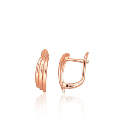 Silver earrings with 'english' lock 2204168(PAu-R), Silver 925°, red gold (Plating)