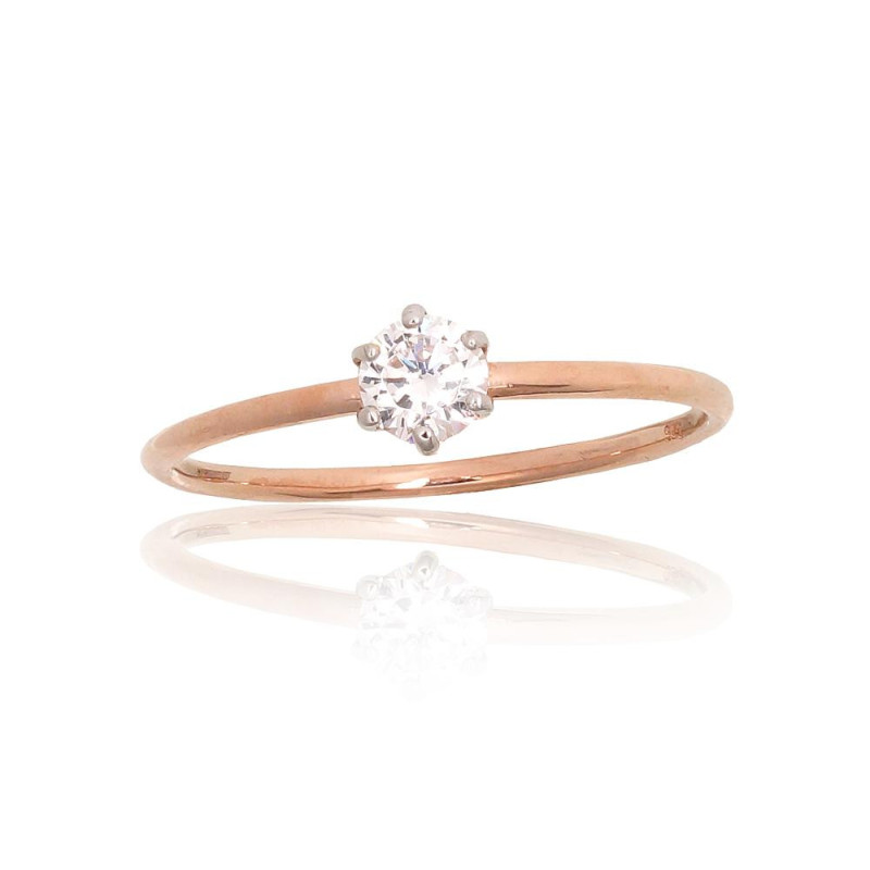 Gold ring 1101180(Au-R+PRh-W)_CZ, Red Gold 585°, Rhodium (Plating) , Zirkons