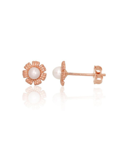Gold classic studs earrings 1201690(Au-R)_PE, Red Gold 585°, Fresh-water Pearl