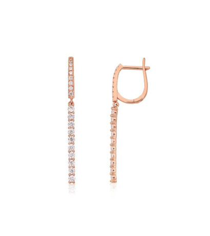 Gold earrings with 'english' lock 1201706(Au-R)_CZ, Red Gold 585°, Zirkons