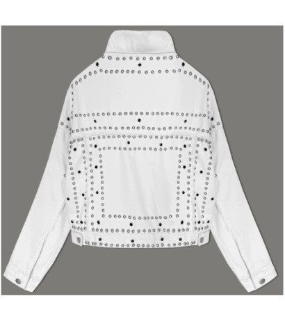 BLACK JEANS JACKET WITH COLLAR AND JEWELRY (L1815) striukė