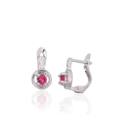 Silver earrings with 'english' lock 2201203(PRh-Gr)_CZ+CZ-RO, Silver 925°, Rhodium (Plating), Zirkons