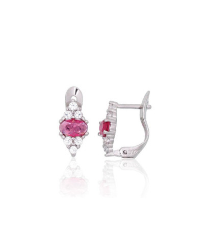 Silver earrings with 'english' lock 2201514(PRh-Gr)_CZ+CZ-RO, Silver 925°, Rhodium (Plating), Zirkons