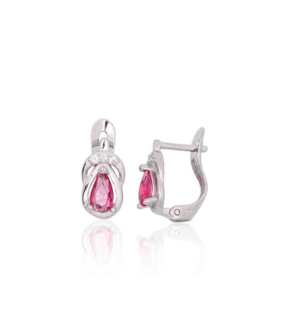 Silver earrings with 'english' lock 2201516(PRh-Gr)_CZ+CZ-RO, Silver 925°, Rhodium (Plating), Zirkons