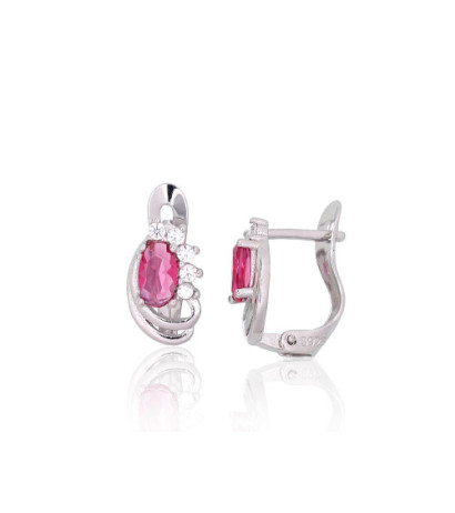 Silver earrings with 'english' lock 2201790(PRh-Gr)_CZ+CZ-RO, Silver 925°, Rhodium (Plating), Zirkons