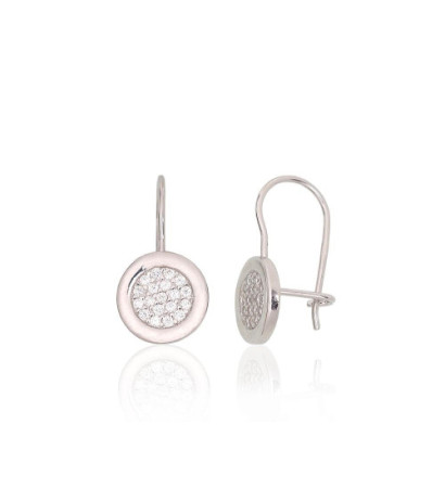 Silver hook earrings 2204132(PRh-Gr)_CZ, Silver 925°, Rhodium (Plating), Zirkons