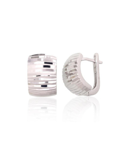 Silver earrings with 'english' lock 2204088(PRh-Gr), Silver 925°, Rhodium (Plating)