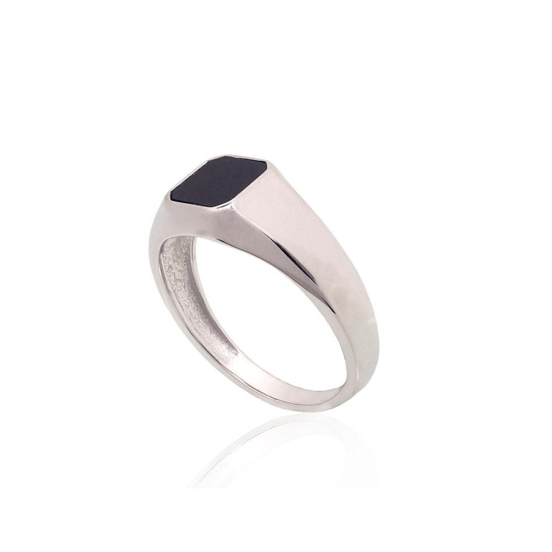 Silver ring 2101929(PRh-Gr)_ON, Silver 925°, Rhodium (Plating), Onix