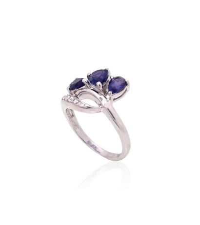 Silver ring 2101890(PRh-Gr)_CZ+AM, Silver 925°, Rhodium (Plating), Zirkons , Amethyst