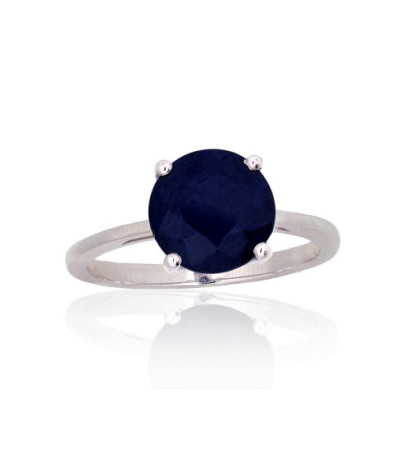 Silver ring 2101899(PRh-Gr)_SA, Silver 925°, Rhodium (Plating), Sapphire
