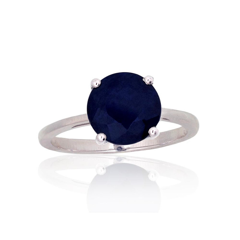 Silver ring 2101899(PRh-Gr)_SA, Silver 925°, Rhodium (Plating), Sapphire