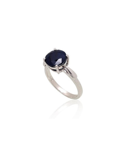Silver ring 2101901(PRh-Gr)_SA, Silver 925°, Rhodium (Plating), Sapphire