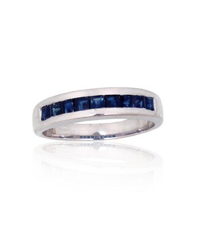 Silver ring 2101911(PRh-Gr)_SA, Silver 925°, Rhodium (Plating), Sapphire
