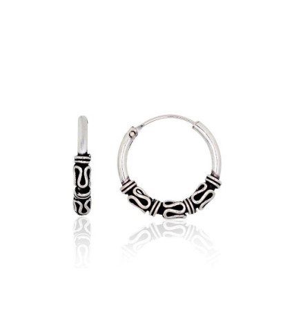 Silver earrings-rings 2204005(POx-Bk), Silver 925°, oxide (Plating)