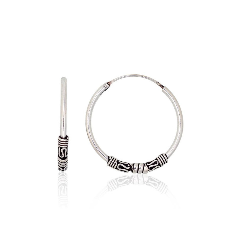 Silver earrings-rings 2204013(POx-Bk), Silver 925°, oxide (Plating)