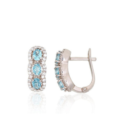 Silver earrings 2204030(PRh-Gr)_CZ+TZLB, Silver 925°, Rhodium (Plating), Zirkons , Sky Blue Topaz