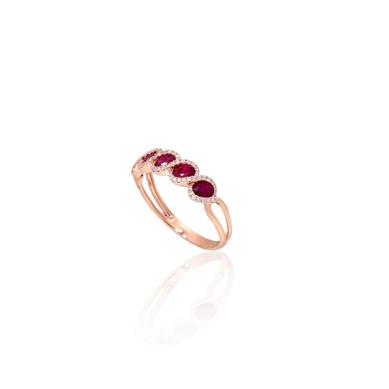 Gold ring 1101169(Au-R)_DI+RB, Red Gold 585°, Diamonds , Ruby
