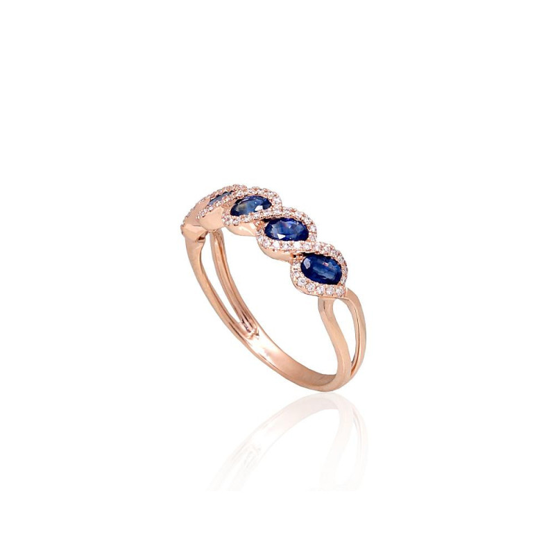 Gold ring 1101169(Au-R)_DI+SA, Red Gold 585°, Diamonds , Sapphire