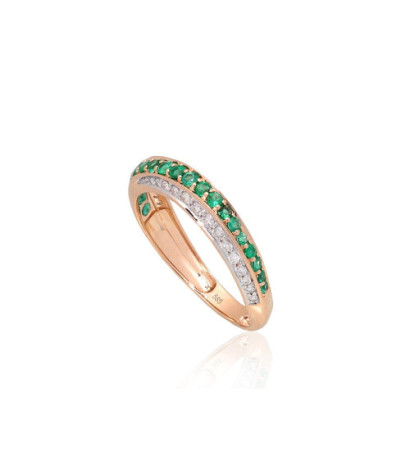 Gold ring 1101171(Au-R+PRh-W)_DI+EM, Red Gold 585°, Rhodium (Plating) , Diamonds , Emerald