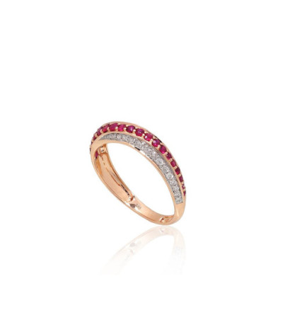 Gold ring 1101171(Au-R+PRh-W)_DI+RB, Red Gold 585°, Rhodium (Plating) , Diamonds , Ruby