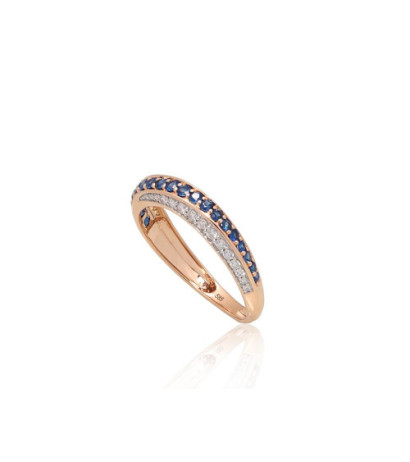 Gold ring 1101171(Au-R+PRh-W)_DI+SA, Red Gold 585°, Rhodium (Plating) , Diamonds , Sapphire