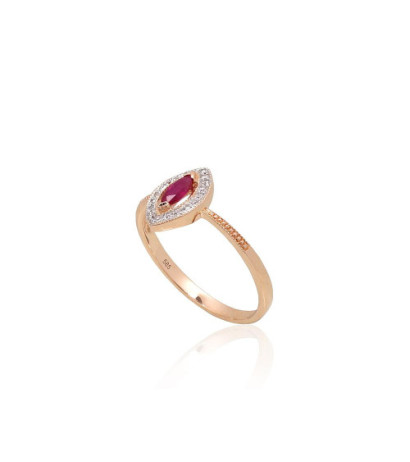Gold ring 1101172(Au-R+PRh-W)_DI+RB, Red Gold 585°, Rhodium (Plating) , Diamonds , Ruby