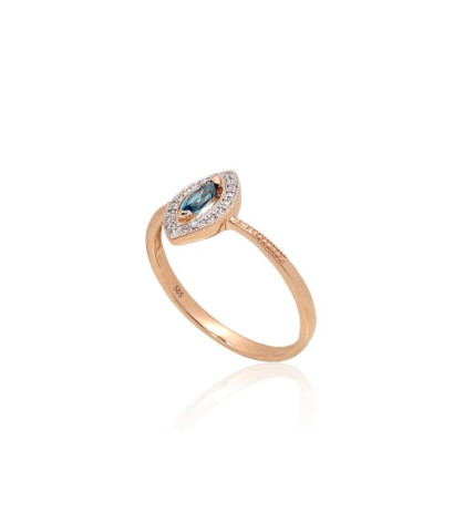 Gold ring 1101172(Au-R+PRh-W)_DI+TZLB, Red Gold 585°, Rhodium (Plating) , Diamonds , Sky Blue Topaz