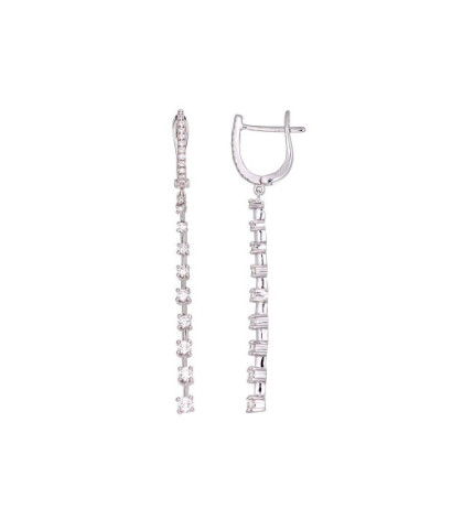 Gold earrings with 'english' lock 1201668(Au-W)_DI, White Gold 585°, Diamonds