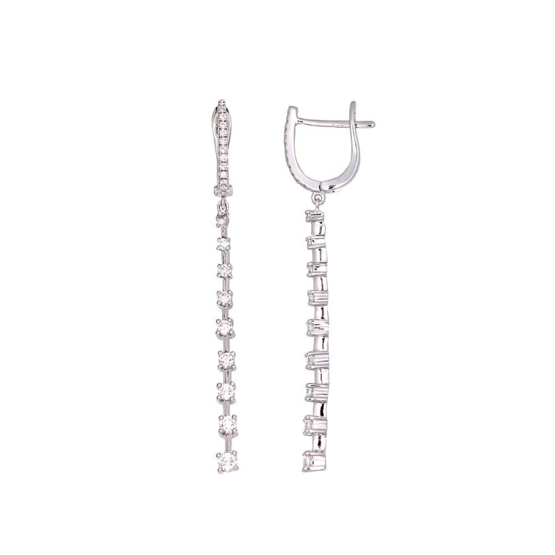 Gold earrings with 'english' lock 1201668(Au-W)_DI, White Gold 585°, Diamonds