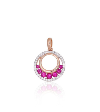 Gold pendant 1301070(Au-R+PRh-W)_DI+RB, Red Gold 585°, Rhodium (Plating) , Diamonds , Ruby