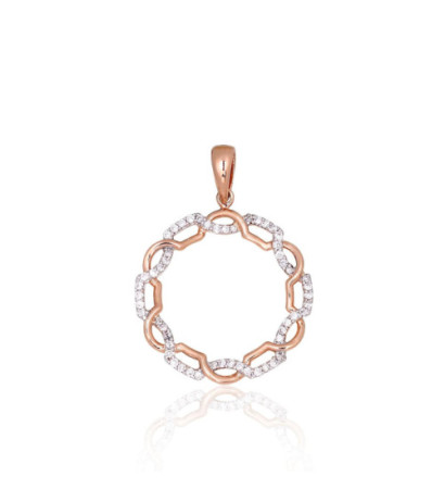 Gold pendant 1301073(Au-R+PRh-W)_DI, Red Gold 585°, Rhodium (Plating) , Diamonds