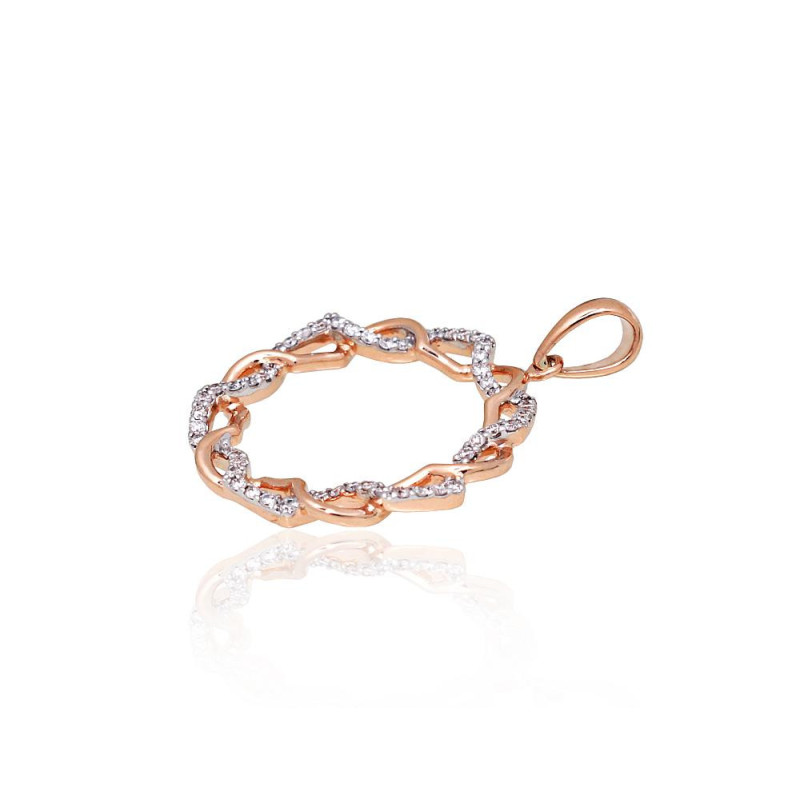 Gold pendant 1301073(Au-R+PRh-W)_DI, Red Gold 585°, Rhodium (Plating) , Diamonds