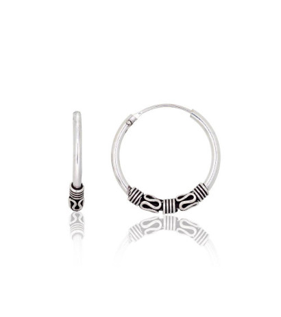 Silver earrings-rings 2204003(POx-Bk), Silver 925°, oxide (Plating)